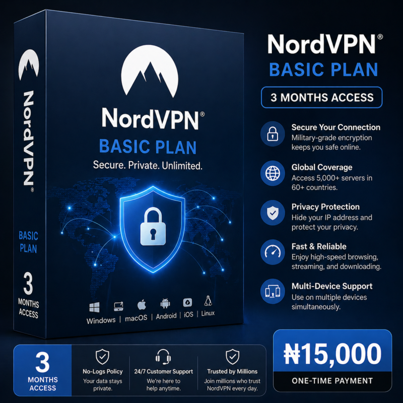 NordVPN Basic Plan (3 Months) – Secure Internet Access
